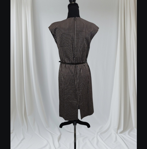 Neiman Marcus Brown and White Striped Dress - Picture 2 of 5